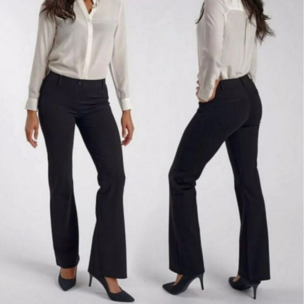 Betabrand Classic Dress Black Pant Yoga Bootcut Medium Pull on Elastic waistband